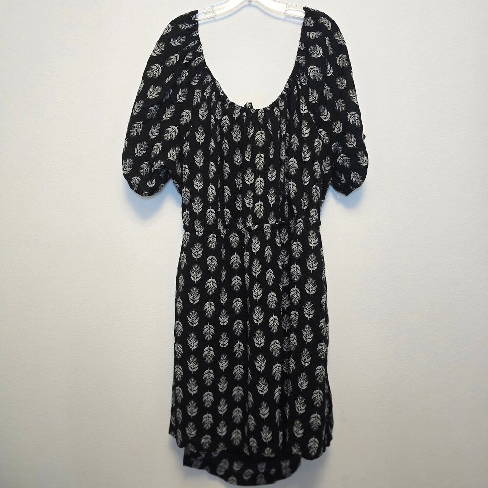 Old Navy Women's Black Puff-Sleeve Printed Tie-Back Mini Swing Dress Size 4X